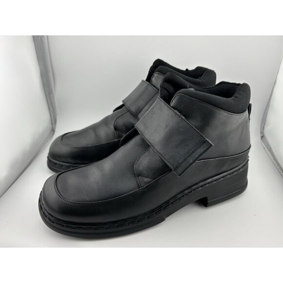 VINTAGE ROMIKA Women's Size 38 / 7.5 Black Faux Leather Cathy Hook & Loop Boots - Picture 3 of 9